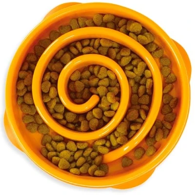Image of Outward Hound Fun Feeder Slo Bowl, Slow Dog Medium/Mini, Orange