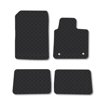 Image of Rubber Car Mats Compatible with Renault Twingo (2007 2014) Tailored Fit Floor Set Accessory Black Custom 4 Pieces Clips Anti Slip Backing, Heavy Duty &amp; Waterproof