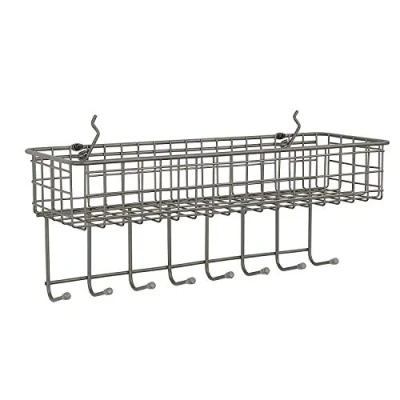 Image of Spectrum Diversified Pegboard &amp; Wall Mount Rack Basket Hook Station, 16&quot; L X 5.5&quot; W, Industrial Gray