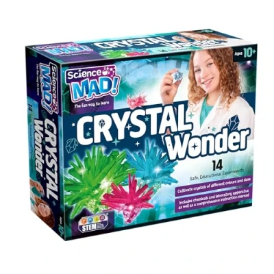 Image of Science Mad Crystal Wonder Kit Learn About Cultivation With 14 Safe, Educational and Fun Experiments Includes Chemicals, Apparatus Detailed Instructions, 10+ Years