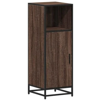 Image of vidaXL brown oak bathroom cabinet engineered wood storage unit 35x37.5x100 cm with metal frame