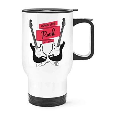 Image of Long Live Rock N Roll Electric Guitar Travel Mug Cup with Handle