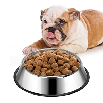 Image of Nobleza Stainless Steel Dog Bowls Medium 500 ml, 21.5 cm/ 8.5 in Diameter Bowl Water Food Feeding Pet for Dogs Cats with Non Slip Rubber Base