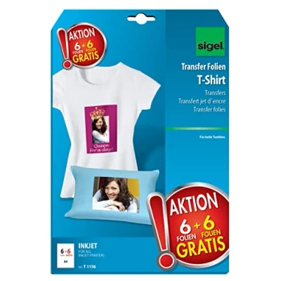 Image of SIGEL T1156 Inkjet T Shirt Transfer for White Textile, A4, 12 sheets