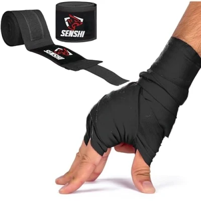 Image of Senshi Japan 𝗣𝗥𝗢 𝗚𝗥𝗔𝗗𝗘 Boxing Hand Wraps Set Fist Protector, MMA, Muay Thai, Kickboxing, Martial Arts Wrist Support Men&#039;s &amp; Women&#039;s Training Bandage Gloves
