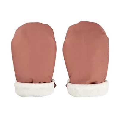 Image of Béaba Stroller Mittens/Gloves/Hand Protectors, Rain/Snow Protection, Zip Fasteners, Ultra Warm, Soft, Fleece Lined, Windproof, Waterproof, Breathable, Terracotta