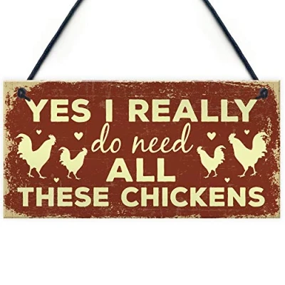 Image of RED OCEAN Funny Chicken Sign For Lovers Novelty Birthday Gift Coop Hen House Home Decor