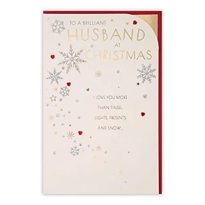 Image of Clintons: Type Snowflakes &amp; Stars Husband Christmas Card 155 x 235, Multi Colour,1169112