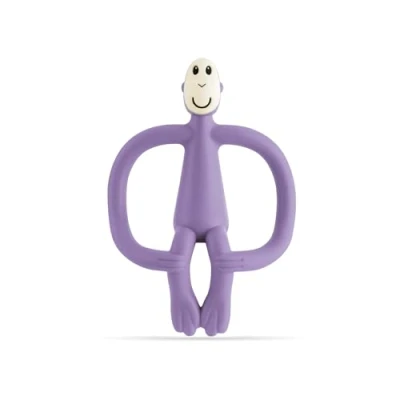 Image of Matchstick Monkey, Original Teether &amp; Gel Applicator, Antimicrobial Silicone Teething Toys for Baby, Easy to Grip, BPA Free, 3 Months Old+, 10.5 cm, Purple Monkey