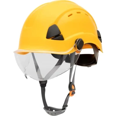 Image of Honeywell Fibre Metal Safety Helmet with Visor, Hard Hat for Construction, Vented, Yellow, FSH11002E