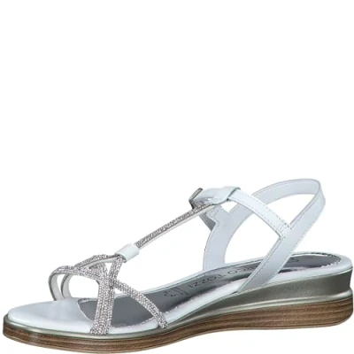 Image of MARCO TOZZI Women&#039;s 2 28260 42 Wedge Sandal, White Comb, 7.5