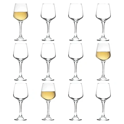 Image of LAV 12x Clear 295ml Lal White Wine Glasses Small Glass Red Rose Long Stem Cocktail Party Drinking Goblet Gift Set