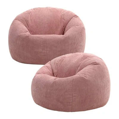 Image of icon Kingston Large Bean Bag, Set of 2, Jumbo Cord Dawn Pink, Bag Chair for Adults with Filling Included, Comfortable Lounging All Ages