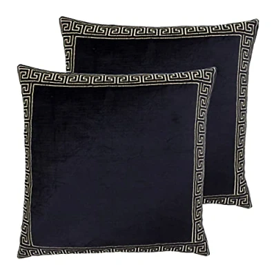 Image of Paoletti Apollo Twin Pack Polyester Filled Cushions, Black/Gold, 50 x 50cm