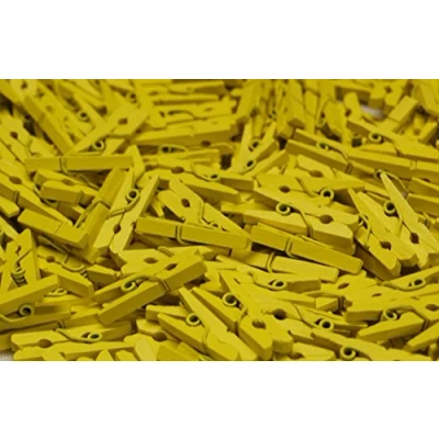 Image of celloexpress Pack of 100 25mm Mini Wooden Craft Pegs Yellow