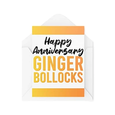 Image of Funny Anniversary Cards Ginger Bollocks Greeting Card Year Milestone Happy Witty Humour Laughter Banter Joke Fun CBH109