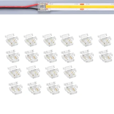 Image of TOKERU 2 Pin LED Connector, 10mm Solder Free Quick Connectors for COB Strip Lights Compatible with 22AWG 24AWG Wires, to Wire Accessories 20 PCS