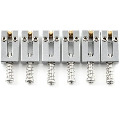 Image of Musiclily Ultra 10.5mm Brass Guitar Tremolo Bridge Roller Saddles for Strat Tele Style Electric Guitar, Chrome (Set of 6)