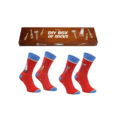Image of Rainbow Socks Men Women DIY Set Novelty 2 Pairs Hammer Screwdriver Saw Wrench Size UK 7,5 11 EU 41 46