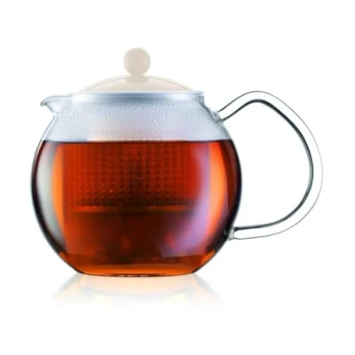 Image of Bodum Assam Tea Press with Glass Handle and Coloured Plastic Lid, 0.5 L (17 oz) Black