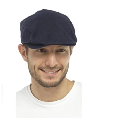 Image of Unisex Lightweight Cotton Linen Summer Style Flat Cap (M/L, Navy)