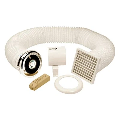 Image of MANROSE VSL100TC Bathroom Extractor Shower Fan Light KIT Timer Chrome