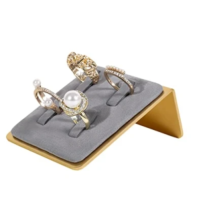 Image of GemeShou Grey Ring display for selling, small velvet Holder jewelry, retail jewelry storage organizer【Velvet 】