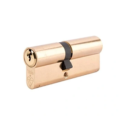 Image of Yale PKM3550 PB Euro Double 1 Star Kitemarked Cylinder, 3 Keys Supplied, High Security, Visi Packed, Suitable for All Door Types, 35:10:50 (95 mm), Brass Finish