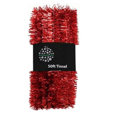 Image of Widdle Wonderland Christmas Tree 50ft x 3cm Tinsel GREAT VALUE Red