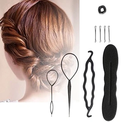 Image of Hair Accessories Bun Maker, Design Styling Tools DIY Women Modelling Tool Kit Hairdress Set Magic Simple Fast Spiral Braid Braiding for Girls