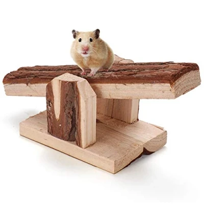 Image of Hamster Seesaw Natural Wooden Pets Cage Chew Toys Accessories For Small Animal Rabbit Mice Rat Guinea Pig