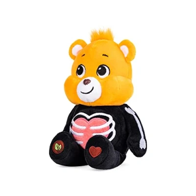 Image of Care Bears Halloween 22cm Bean Plush Skeleton Tenderheart Bear, Collectable Cute Soft Toy, Cuddly Toy for Boys and Girls, Small Teddy, Plushie Children Ages 4 5 6 7, Black Yellow Rib Heart