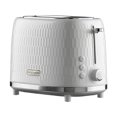Image of Daewoo Hive Collection, 2 Slice Toaster, Easy Cleaning, Safety Features, Cord Storage, High Lift Lever, Browning Controls, Defrost, Reheat, Cancel Functions, Part Of A White