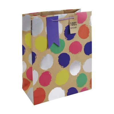 Image of Eurowrap Sketchy Spots Kraft Large Bag (Pack of 6) 32307 2C
