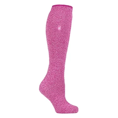 Image of HEAT HOLDERS Ladies Long Leg Reinforced 2.9 TOG Outdoor Merino Wool Thermal Socks for Winter (4 8, Pink)