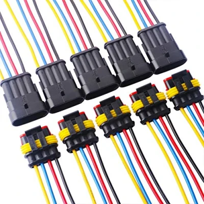 Image of GTIWUNG 5 Kit 4 Pin Way Waterproof Electrical Connector Wire, Automotive Wire Connectors, Car Plug Socket with Insulated and Sealed, Terminal