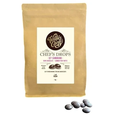 Image of Willie&#039;s Cacao Couverture Dark chocolate Chef&#039;s Drops Sambirano 55% 1kg Juicy fruity notes For cooking &amp; baking Vegan