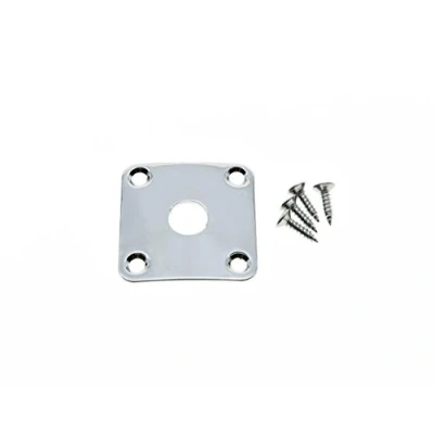 Image of KAISH Chrome Metal Curved Bottom Jack Plate Base Square Jackplate for Les Paul LP Guitars