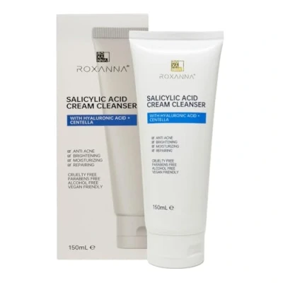 Image of Roxanna Salicylic Acid Cream Cleanser Ultra Gentle &amp; Makeup Remover with Hyaluronic Acid, Centella Asiatica, Anti Acne, Skin Brightening, Deep Moisturising and Repairing 150ml