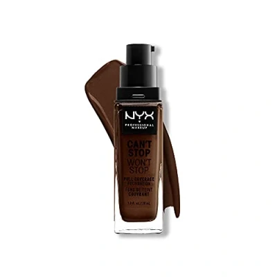 Image of NYX Professional Makeup Can&#039;t Stop Won&#039;t Full Coverage Foundation, Long Lasting, Waterproof, Vegan Formula, Matte Finish, Shade: Deep ebony