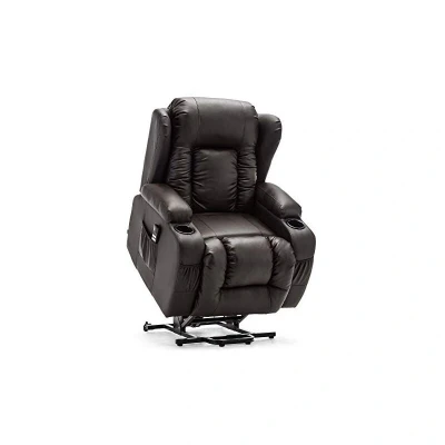 Image of More4Homes CAESAR DUAL MOTOR ELECTRIC RISER RECLINER ARMCHAIR SOFA MOBILITY BONDED LEATHER LIFT CHAIR (Brown)