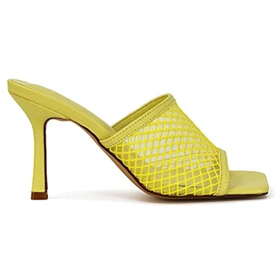 Image of ESSEX GLAM Womens High Heel Sandals Ladies Slip On Square Toe Heeled Mules Size 3 8