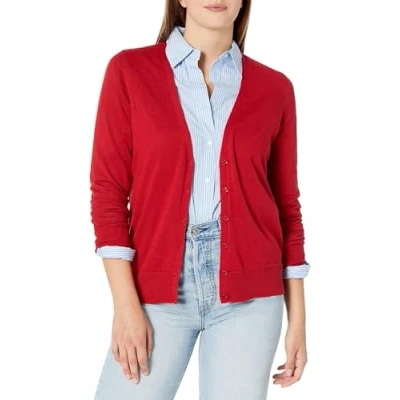 Image of Amazon Essentials Women&#039;s Lightweight V Neck Cardigan Jumper (Available in Plus Size), Red, XL
