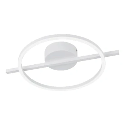 Image of Eglo LED Ceiling Light Fitting Amandolo, Ring Shaped lamp dimmable with Remote Control, Geometric Fixture Made of White Metal, Warm Cold White, RGB Backlight