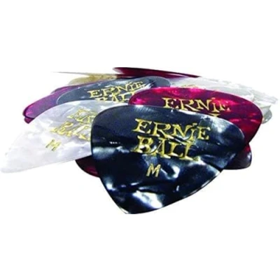 Image of Ernie Ball P09166 Medium Assorted Color Pearloid Cellulose Picks bag of 24