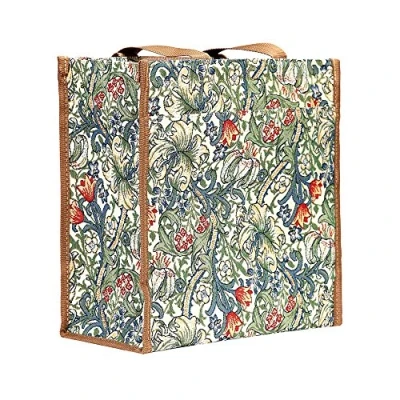 Image of Signare Tapestry Shoulder Bag Shopping for Women with William Morris Design (Golden Lily; SHOP GLILY)