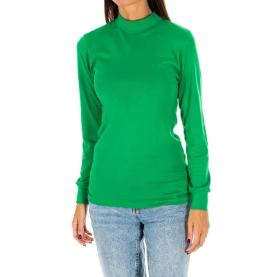 Image of Kisses&amp;Love Womens Long sleeved T shirt with half high collar 1625 M women Green Size 2XL