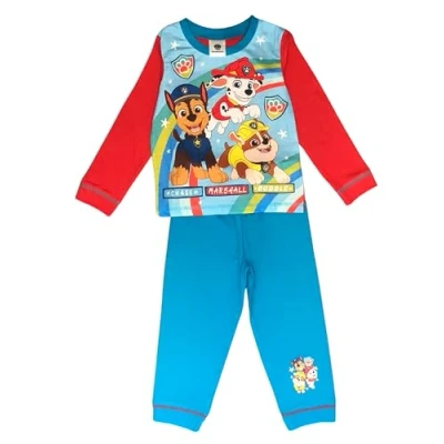Image of Paw Patrol Boys Pyjamas, 2 Piece Set featuring Chase, Marshall and Rubble, Blue Age 3 Years