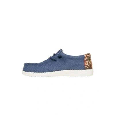 Image of HEYDUDE Wally Palm Jute Shoes Navy Blazer/Chili Red Size 11 Male