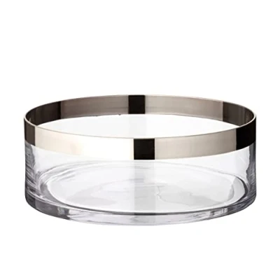 Image of Edzard Bowl Grit, Mouth Blown Crystal Glass with Platinum Rim, Diameter 10 in